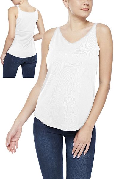 FSM1453 Women's Cotton Modal Strappy V-neck Comfort Fit Top -2427