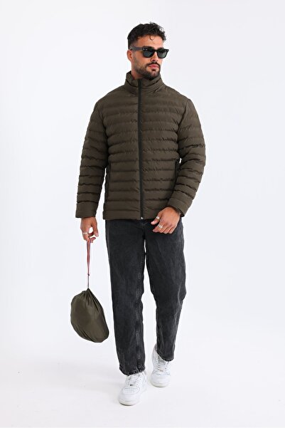 RİVERCLUP Ανδρικό αθλητικό παλτό με φουσκωτό τζελ με ίνες χακί