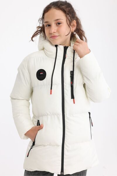 QAWWA Dívčí zimní bunda s kapucí a kapucí z vláken