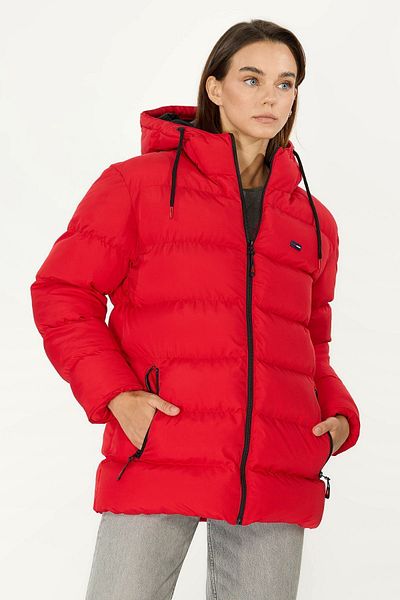 QAWWA Women's Red Waterproof and Windproof Padded Coat