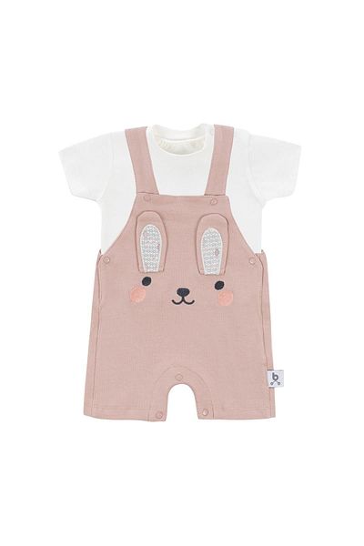 Gezenbebe Hero Bunny Baby T-shirt and Embroidered Salopet Set - Short Sleeve