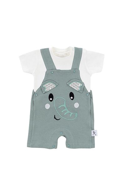 Gezenbebe Hero Baby T-shirt and Embroidered Salopet Set - Elephant