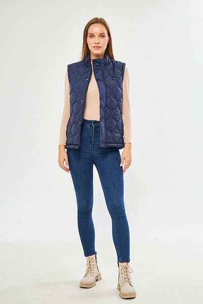 D1fference Women's Water And Windproof Onion Pattern Quilted Navy Blue Vest