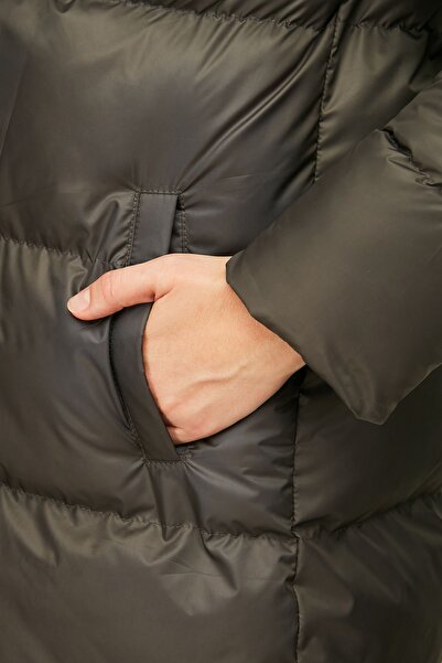 QAWWA Dámská zimní bunda s kapucí a kapucí z antracitového vlákna odolná proti větru