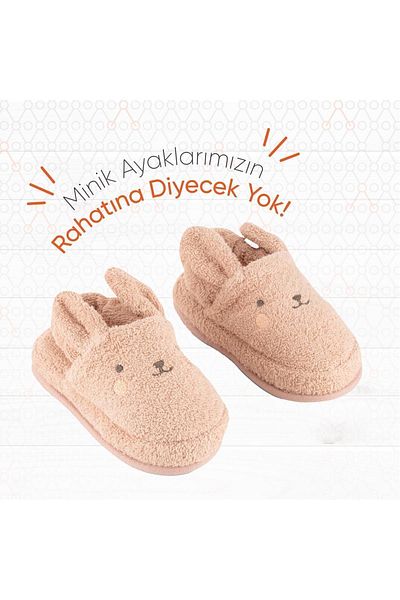 Gezenbebe Hero Embroidered Children's Slippers - Bunny Towel