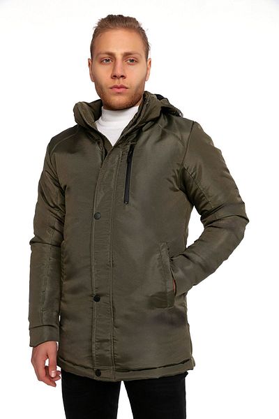 Goccix Ανδρικό Χακί Fleece Outlet με κουκούλα, αντιανεμικό χειμερινό παλτό & παλτό & Parka