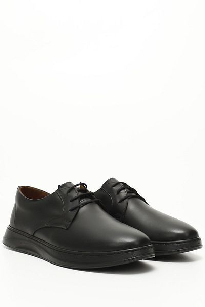 GÖNDERİ(R) Black Gön Genuine Leather Round Toe Lace Up Casual Men's Shoes 01669