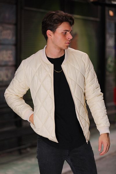 Goccix Men's Beige College Collar Windproof Coats