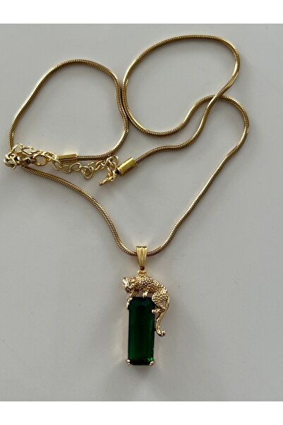 tones official قلادة النمر النمر مع سلسلة من الفولاذ المقاوم للتشويه باللون الأخضر