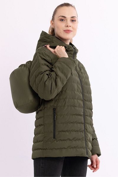 QAWWA Khaki Women's Sports Jacket - Light and Windproof with Portable Bag