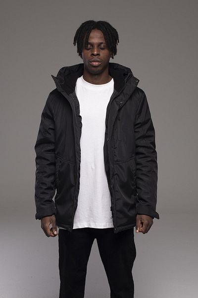 QAWWA Men's Black Hooded Windproof Sports Winter Coats & Coats & Parka