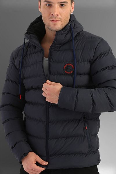 Fuga Ibiza Men's Navy Blue Water Resistant and Wind Resistant Inflatable Winter Jacket with Fleece Inside