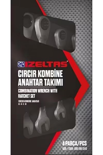 İzeltaş İzeltaş Set of 4 Ratchet Combined Wrenches - 13000 005343