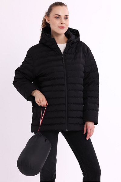 QAWWA Black with Portable Bag - Lightweight and Windproof Women's Sports Coat