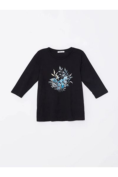 LC Waikiki Bluză pentru femei LCW Grace, albastru bleumarin deschis, cu decolteu cu flori