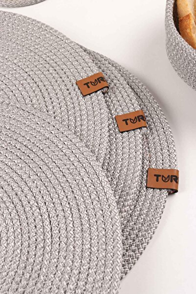 Pikas 4 Pieces Jute Plate / American Service Lux Presentation Plate, Presentation Plate Dowry Set Knitted Plate Bottom