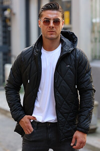 Fuga Ibiza Palton negru pentru bărbați, rezistent la apă și vânt, căptușit cu...