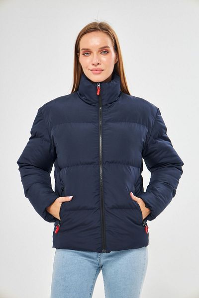 D1fference Women's Navy Blue Lined Windproof Puffer Winter Jacket