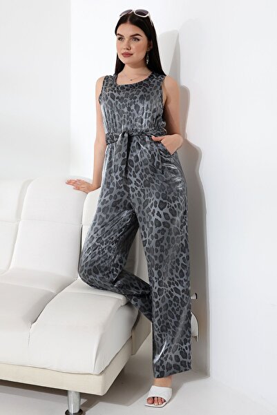 akgül giyim Summer Patterned Zero Sleeve Jumpsuit - New Season Model