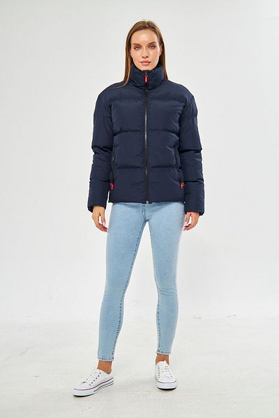D1fference Women's Navy Blue Lined Windproof Puffer Winter Jacket