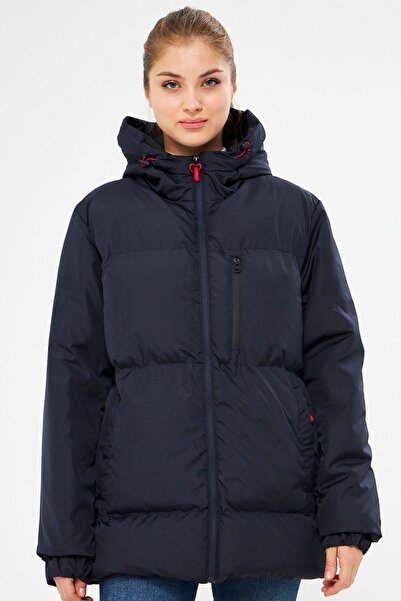 river green Palton de iarnă sport gonflabil cu glugă din fibră bleumarin pent...