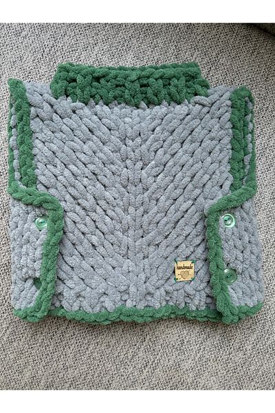 Meltem's 0-3 Months Modern Puffy Baby Sweater - Buttoned