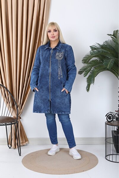 KEJAN TEKSTİL Jachetă de blugi cu guler lung