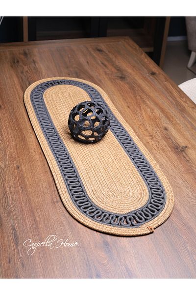CARPELLA HOME Modern Natural Jute, Patterned, Wicker, American Serving, Table, Coffee Table Cover Runner