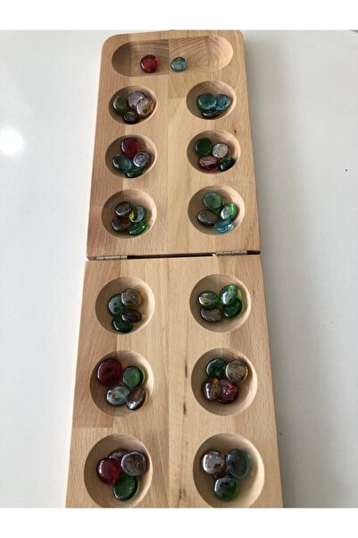Zeka Akademisi 2 Kişilik Ahşap Cam Taşlı Mangala Oyunu (DOUBLE MANCALA)
