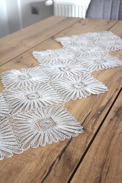 DDHOME Lace Fiskos Table Runner - 100X35 Cm, Knitted Detail, 1001-Type