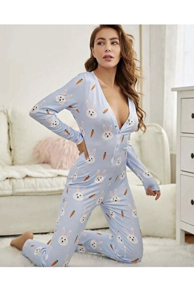 ibeeka Жіночий одяг Кролик морква візерунок світло-фіолетовий колір на ґудзиках комбінезон бавовна Orme домашній одяг піжама