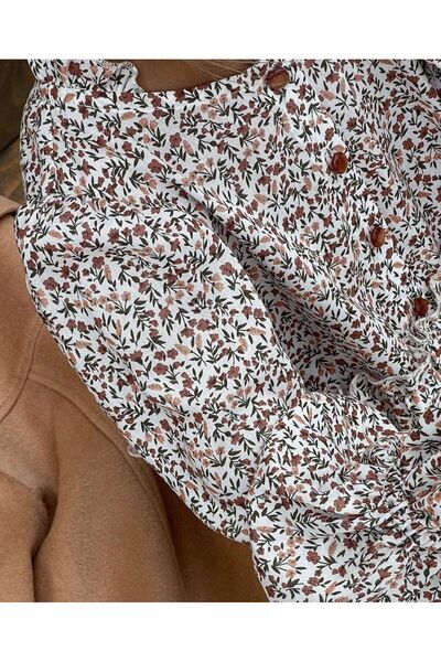 Lolliboomkids Green Floral Patterned Girl's Dress -TrendyCoffee Tones