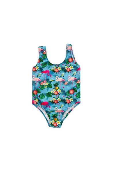 Lolliboomkids Costum de baie cu bretele pentru fete cu model flamingo