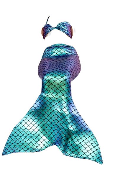Lolliboomkids Girl's Shiny Fabric Bikini Set - Swimsuit Fishtail 3 Piece
