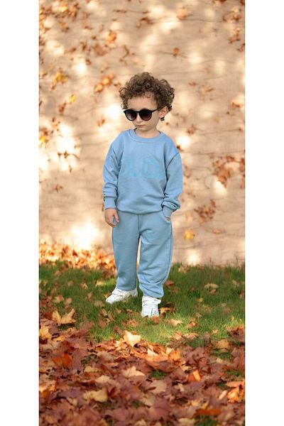 Lolliboomkids Set de trening Baby Blue Slogan cu 3 fire - Noul sezon