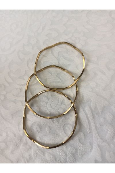 LİLLY AND MOLLY JEWELERY Zigzag Patterned Set of 3 Steel Bracelets