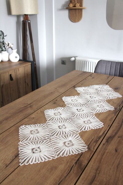 DDHOME Lace Fiskos Table Runner - 100X35 Cm, Knitted Detail, 1001-Type
