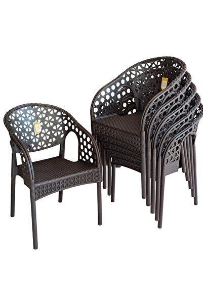 ZİYNET HOME 8 Adet Lotus Bahçe Balkon Sandalyesi Rattan Desenli Sandalye Pro 1. Kalite Koltuk Rahatlığı