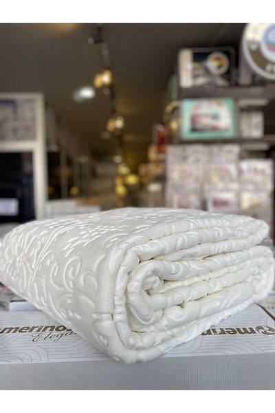 Sarar Merinos Fashion Double Boxed Blanket 200X240 3400Gr - Cream Color
