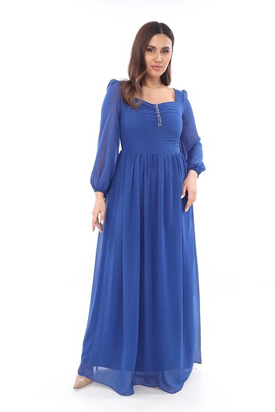 lodmela Φόρεμα Sweetheart Neck Plus Size 1785-Sax