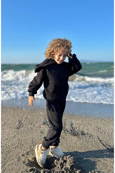 Lolliboomkids Set de trening cu glugă supradimensionat din țesătură Waffle New Season