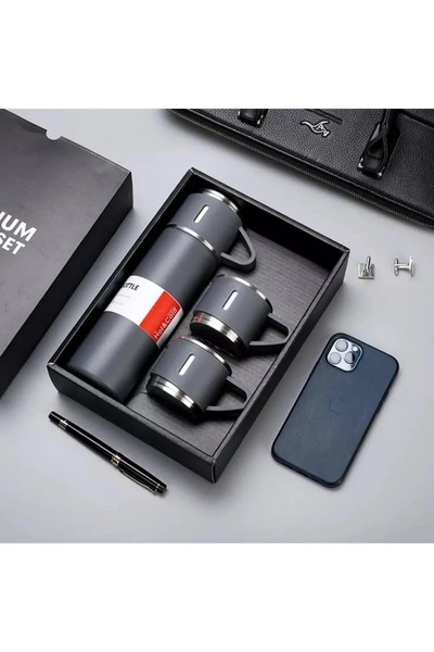Onetick 500 Ml Stainless Steel Thermos Set with 3 Cups