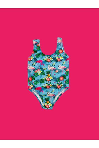 Lolliboomkids Costum de baie cu bretele pentru fete cu model flamingo