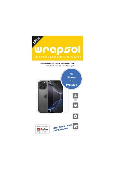 Wrapsol ايفون 16 برو ماكس - 360 °   واقي شاشة كامل الجسم، ممتص للصدمات أمامي وخلفي، طلاء من مادة البولي يوريثين