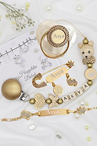 lilamtasarım %100 Doğal Ahşap Ürünlerden Bebek Emzik Seti