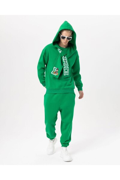 ibeeka Новий сезон чоловічий одяг зеленого кольору з капюшоном і шарфом Детальний стиль / Спортивний комплект Шардоне