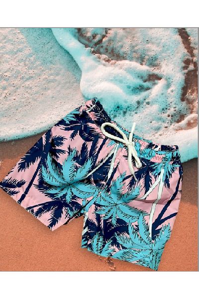 Lolliboomkids Pantaloni scurți cu șireturi cu imprimeu tropical cu palme pentru băiat