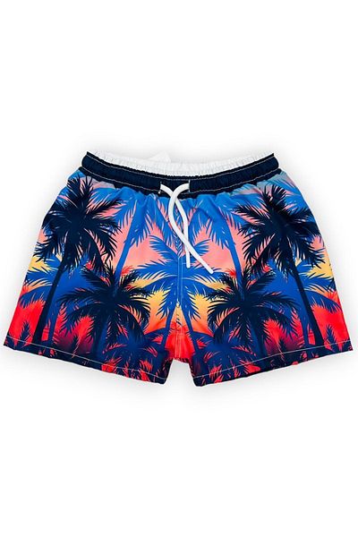 Lolliboomkids Boys' Parachute Fabric Mesh Shorts Swimsuit New Season Hawaiian Palm Tree Pattern