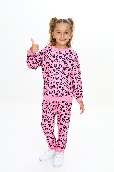 Lolliboomkids Set de trening cu textura moale cu imprimeu leopard roz fucsia - 2 fire