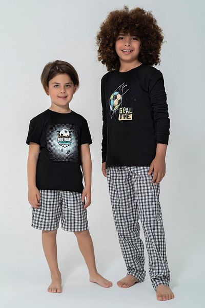 Lolliboomkids Set de pijamale pentru băiat, 4 piese, joc de fotbal, cu model de timp, set de 4